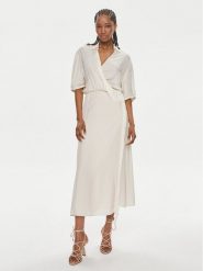 PINKO Sukienka codzienna Macbeth 103561 A1WV Beżowy Relaxed Fit. Brązowe sukienki damskie Pinko, na co dzień, bez wzorów, z wiskozy, bez kołnierzyka, bez ramiączek, proste. Za 689.99 zł.