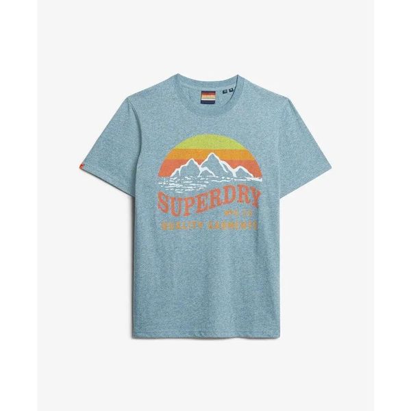 Klasyczny luźny T-shirt Superdry Great. Niebieskie t-shirty męskie Superdry., s, bez wzorów, z materiału, bez kołnierzyka. Za 136.65 zł.