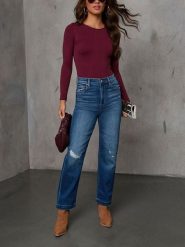 LA Angels Koszulka w kolorze bordowym rozmiar: L. Czerwone bluzki damskie LA Angels, l, bez wzorów, bez kołnierzyka, bez ramiączek. Za 130.99 zł.