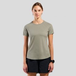 Koszulka damska Odlo ESSENTIAL 365 T-shirt crew neck s/s. Szare bluzki damskie Odlo, s, bez wzorów, sportowe, bez kołnierzyka, bez ramiączek. Za 219.99 zł.