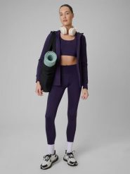 Legginsy fitness szybkoschnące damskie z wysokim stanem. Zielone legginsy damskie 4f, l, bez wzorów, z dzianiny. Za 129.99 zł.