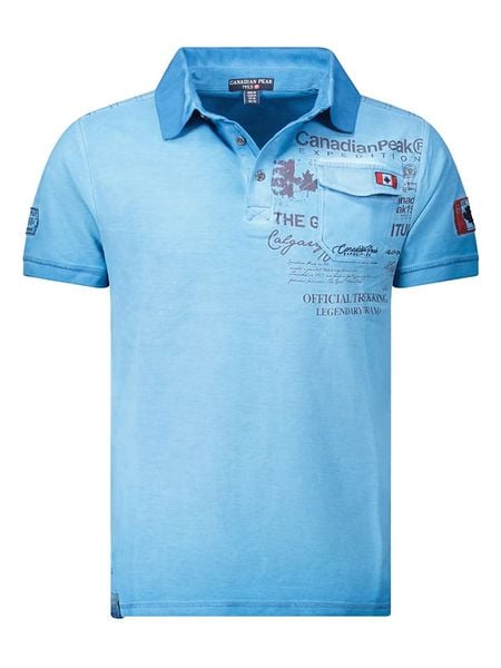 Canadian Peak Koszulka polo "Keoneak" w kolorze niebieskim rozmiar: S. Niebieskie koszulki polo męskie Canadian Peak, s, bez wzorów, z bawełny, bez ramiączek. Za 83.42 zł.