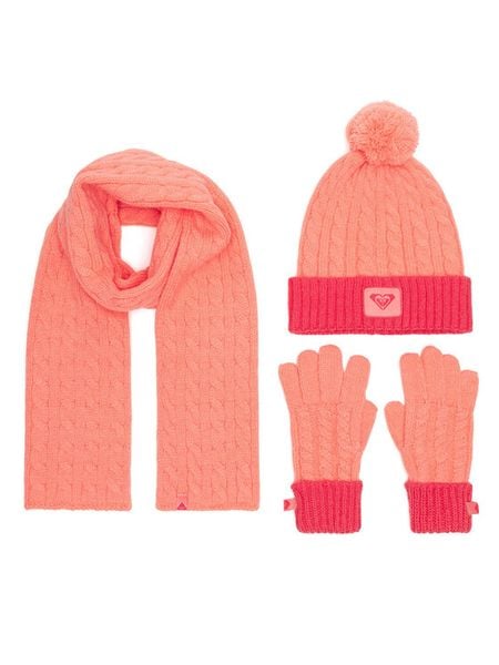 Roxy Zestaw czapka, szalik i rękawiczki RX-KF-001-AW24 Pomarańczowy. Brązowe rękawiczki dziecięce Roxy, z dzianiny, bez ramiączek. Za 99.99 zł.