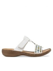 Rieker Klapki 60867-80 Biały. Białe klapki damskie Rieker, bez wzorów, z syntetyku, bez obcasa. Za 279.99 zł.