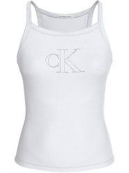 CALVIN KLEIN JEANS Top w kolorze białym rozmiar: M. Białe topy damskie Calvin Klein Jeans, m, bez wzorów, z jeansu, bez kołnierzyka. Za 105.38 zł.