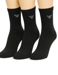 Skarpety męskie Emporio Armani Calza 3-Pack. Czarne skarpetki męskie EMPORIO ARMANI CONNECTED, bez wzorów, z bawełny. Za 99.00 zł.