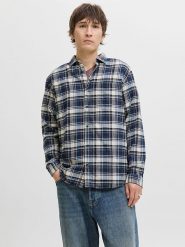 Jack & Jones Koszula "James" w kolorze granatowo-białym rozmiar: XL. Niebieskie koszule męskie Jack & Jones, xl, bez wzorów, bez kołnierzyka, bez ramiączek. Za 83.62 zł.