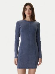 HUGO Sukienka dzianinowa Nopal 50552814 Niebieski Slim Fit. Niebieskie sukienki damskie Hugo, s, bez wzorów, z bawełny, bez kołnierzyka, bez ramiączek. Za 599.99 zł.