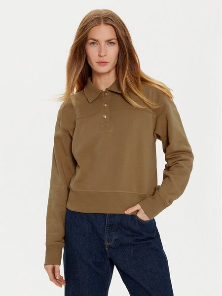 Tommy Hilfiger Bluza WW0WW44081 Khaki Regular Fit. Brązowe bluzy bez kaptura damskie Tommy Hilfiger, xl, z bawełny. Za 489.99 zł.