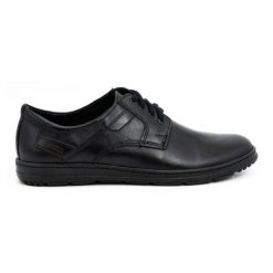 Joker Buty męskie skórzane 536J czarne. Czarne buty wizytowe męskie ze skóry, z okrągłym noskiem, bez zapięcia. Za 351.82 zł.