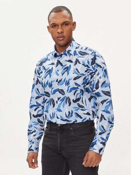 Tommy Hilfiger Koszula MW0MW33824 Niebieski Regular Fit. Niebieskie koszule męskie Tommy Hilfiger, m, bez wzorów, z bawełny, bez kołnierzyka, bez ramiączek. Za 229.99 zł.