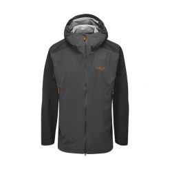 Kurtka przeciwdeszczowa męska Rab Kinetic Alpine 2.0. Szare kurtki męskie RAB, l, bez wzorów, bez kaptura. Za 1,392.65 zł.