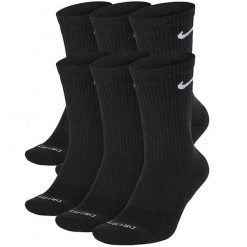 Skarpetki treningowe Cotton Cushioned Dri-Fit SX6897-010 6 pack wysokie. Czarne skarpetki damskie Nike, bez wzorów. W wyprzedaży za 109.00 zł.
