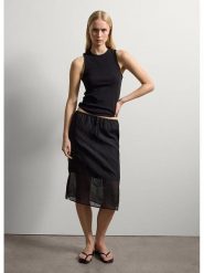 STEFANEL Spódnica w kolorze czarnym rozmiar: S. Czarne spódniczki damskie Stefanel, s, bez wzorów, z tiulu, midi, proste. Za 208.99 zł.