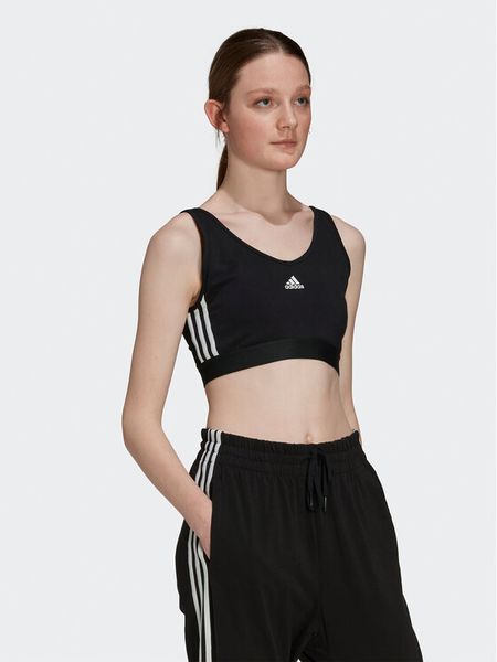Adidas Koszulka techniczna Essentials 3-Stripes Crop Top With Removable Pads GS1343 Czarny. Czarne bluzki sportowe damskie Adidas, m, bez wzorów, z bawełny, bez kołnierzyka. Za 89.99 zł.