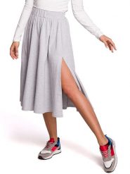 Be Wear Spódnica w kolorze jasnoszarym rozmiar: XXL/3XL. Szare spódniczki damskie Be Wear, xl, bez wzorów, z podwyższonym stanem, midi. Za 142.45 zł.