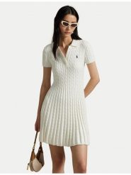 Polo Ralph Lauren Sukienka dzianinowa 211966310002 Biały Regular Fit. Białe sukienki damskie Polo Ralph Lauren, l, bez wzorów, z bawełny, bez kołnierzyka, bez ramiączek. Za 1,659.00 zł.