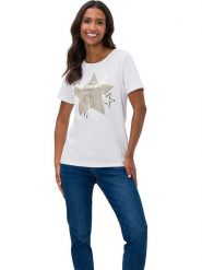 Heine Koszulka w kolorze białym rozmiar: 42. Białe bluzki damskie Heine, bez wzorów, bez kołnierzyka, bez ramiączek. Za 60.88 zł.