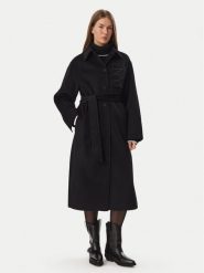 KARL LAGERFELD Płaszcz wełniany B4W15013 Czarny Regular Fit. Czarne płaszcze damskie Karl Lagerfeld, na zimę, bez wzorów, z syntetyku. Za 1,749.00 zł.