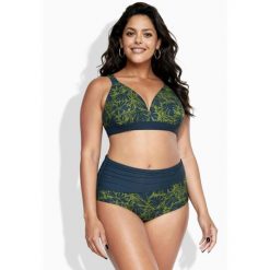 Damskie Bikini kwiaty miękkie miseczki regulowane ramiączka. Niebieskie bikini damskie Ulla Popken, bez wzorów, plus size. W wyprzedaży za 191.99 zł.