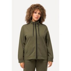 Damskie Bluza rozpinana stójka kieszeń kangurka dłuższy tył. Zielone bluzy bez kaptura damskie Ulla Popken, plus size, z bawełny. W wyprzedaży za 191.99 zł.