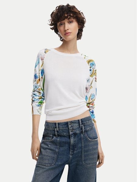 Desigual Sweter 25SWJF31 Biały Regular Fit. Białe swetry klasyczne damskie Desigual, xl, z syntetyku, bez kołnierzyka. Za 279.99 zł.
