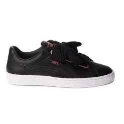 PUMA Basket Heart Leather ZLN 0300 — czarne skórzane trampki. Czarne trampki i tenisówki damskie Puma, bez wzorów, ze skóry. Za 305.99 zł.