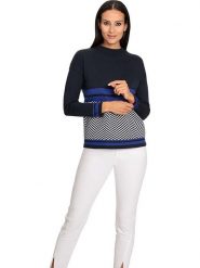 Heine Sweter w kolorze granatowym rozmiar: 50. Niebieskie golfy damskie Heine, z bawełny, bez kołnierzyka. Za 70.24 zł.