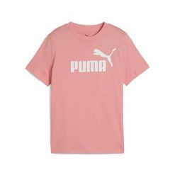 Młodzieżowa koszulka ESS z logo No. 1 PUMA Pink Fruit. Czerwona bluzki damskie Puma, m, bez wzorów, z bawełny, klasyczne, bez kołnierzyka, bez ramiączek. Za 190.00 zł.
