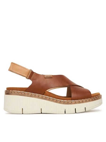 Pikolinos Sandały Gomera W0K-0606C1 Brązowy. Brązowe sandały damskie Pikolinos, bez wzorów, ze skóry, bez obcasa, na koturnie. Za 599.99 zł.