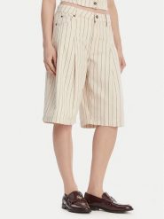 Guess Jeans Szorty jeansowe W6GDY5 D7961 Écru Loose Fit. Białe szorty damskie Guess Jeans, z aplikacjami, z jeansu. Za 349.99 zł.