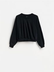 Gładka bluza - czarny. Czarne bluzy bez kaptura damskie Reserved, l, z bawełny. Za 69.99 zł.