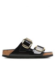 Birkenstock Klapki Arizona Big Buckle 1021476 Czarny. Czarne klapki damskie Birkenstock, bez wzorów, z lakierowanej skóry, bez obcasa. Za 719.99 zł.