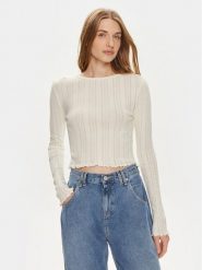 Noisy May Bluzka Judy 27022037 Écru Slim Fit. Bluzki damskie Noisy may, m, bez wzorów, z bawełny, bez kołnierzyka, bez ramiączek. Za 69.99 zł.