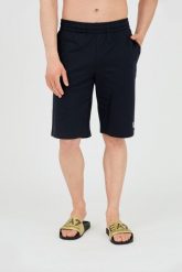 EA7 Granatowe shorty męskie z białym logo. Niebieskie szorty męskie EA7 Emporio Armani, bez wzorów, z bawełny. W wyprzedaży za 273.99 zł.