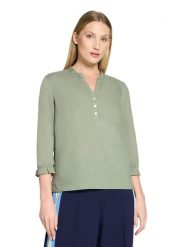 CARTOON Bluzka w kolorze zielonym rozmiar: 44. Zielone bluzki damskie Cartoon, bez wzorów, bez kołnierzyka, bez ramiączek. Za 123.53 zł.