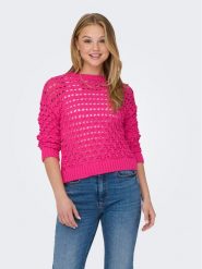 ONLY Sweter Linda 15311772 Różowy Regular Fit. Czerwone swetry klasyczne damskie Only, s, z syntetyku, bez kołnierzyka. Za 109.99 zł.