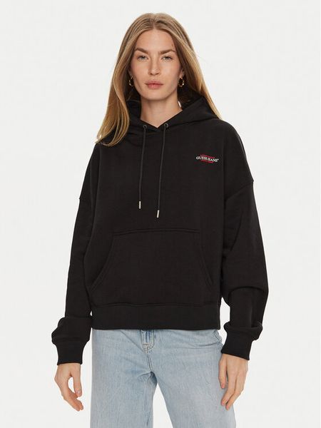 Guess Jeans Bluza W4BQ21 KC811 Czarny Regular Fit. Czarne bluzy bez kaptura damskie Guess Jeans, xl, z bawełny. Za 269.99 zł.