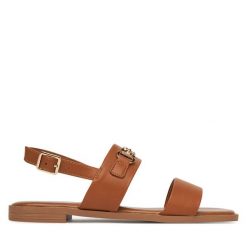 Sandały Nine West. Brązowe sandały damskie Nine West, bez wzorów, bez obcasa, na płaskiej podeszwie. Za 135.99 zł.