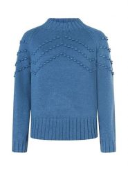 More & More Sweter w kolorze niebieskim rozmiar: 44. Niebieskie swetry klasyczne damskie MORE & MORE, bez kołnierzyka. Za 105.38 zł.