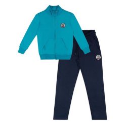 Bluza z zamek błyskawiczny na czas wolny. Niebieskie spodnie dresowe damskie LEONE 1947 APPAREL, bez wzorów, z bawełny. W wyprzedaży za 112.15 zł.