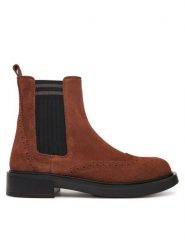 Pollini Sztyblety SA21163G0NTF0217 Brązowy. Brązowe botki damskie Pollini, ze skóry, bez obcasa, na płaskiej podeszwie, bez zapięcia. Za 1,369.00 zł.
