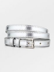 Becksöndergaard Skórzany pasek w kolorze srebrnym rozmiar: XS/S. Szare paski damskie Becksöndergaard, bez wzorów, z materiału. Za 148.96 zł.