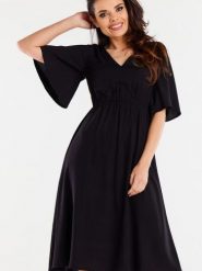 Sukienka Model A518 Black - awama. Czarne sukienki damskie Awama, na lato, l, bez wzorów, z bawełny, bez kołnierzyka, bez ramiączek, dopasowane. Za 329.82 zł.
