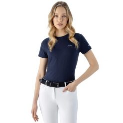 T-shirt damski Equiline Eqberek. Niebieskie t-shirty damskie EQODE BY EQUILINE, bez wzorów, bez kołnierzyka. Za 246.00 zł.