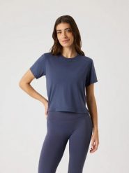 Bjorn_borg BORG CROPPED T-SHIRT — ODYSSEY GRAY. Szare t-shirty damskie Björn Borg, m, bez wzorów, bez kołnierzyka. Za 247.00 zł.