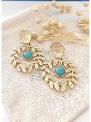 Atelier MIU Pozłacane kolczyki-wkrętki z turkusami rozmiar: onesize. Żółte kolczyki damskie atelier MIU, z turkusem, pozłacane. Za 43.99 zł.