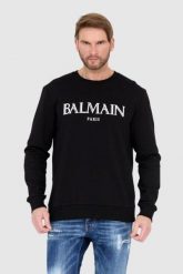 BALMAIN Czarna bluza męska z dużym logo. Czarne bluzy bez kaptura męskie Balmain, l. W wyprzedaży za 2,599.99 zł.