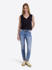 Timezone Dżinsy "Enya" - Slim fit - w kolorze niebieskim rozmiar: W26/L34. Niebieskie jeansy damskie Timezone, z podwyższonym stanem. Za 192.79 zł.
