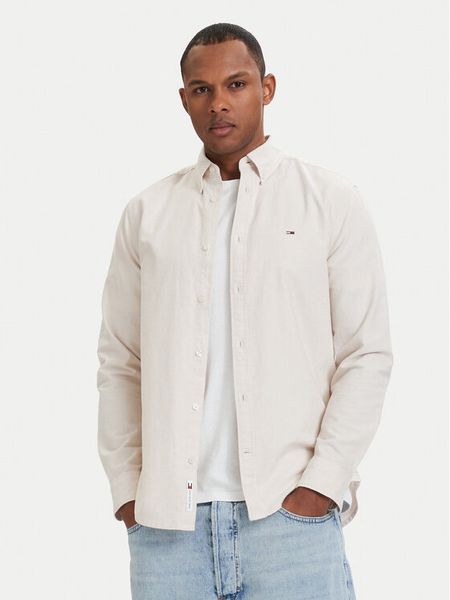 Tommy Jeans Koszula DM0DM21298 Beżowy jasny Regular Fit. Brązowe koszule męskie Tommy Jeans, m, bez wzorów, z bawełny, bez kołnierzyka, bez ramiączek. Za 251.99 zł.